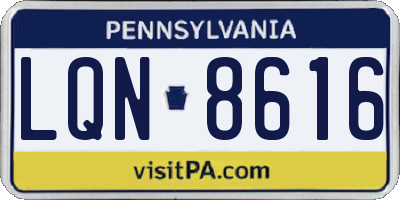 PA license plate LQN8616
