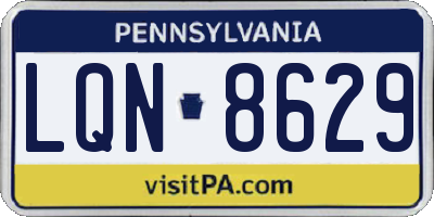 PA license plate LQN8629