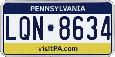PA license plate LQN8634