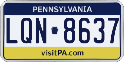 PA license plate LQN8637