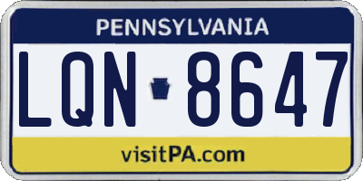PA license plate LQN8647