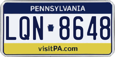 PA license plate LQN8648