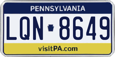 PA license plate LQN8649