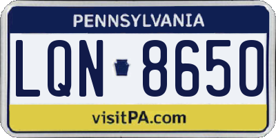 PA license plate LQN8650