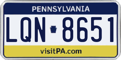 PA license plate LQN8651