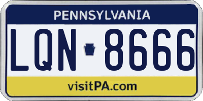 PA license plate LQN8666