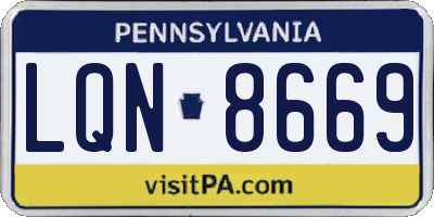 PA license plate LQN8669
