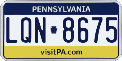 PA license plate LQN8675