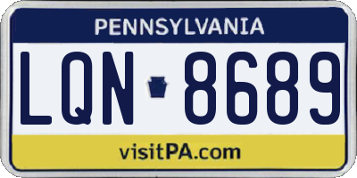 PA license plate LQN8689