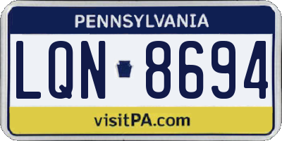 PA license plate LQN8694