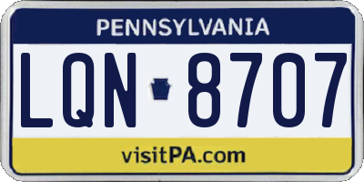 PA license plate LQN8707