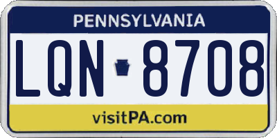 PA license plate LQN8708