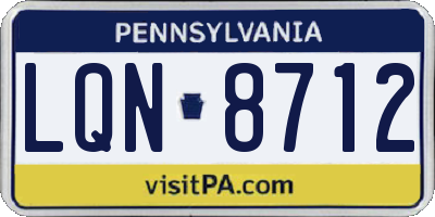PA license plate LQN8712