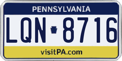 PA license plate LQN8716