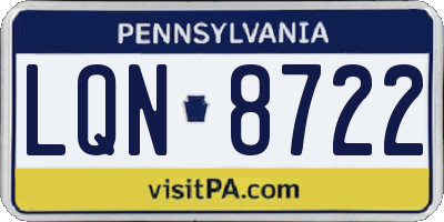 PA license plate LQN8722