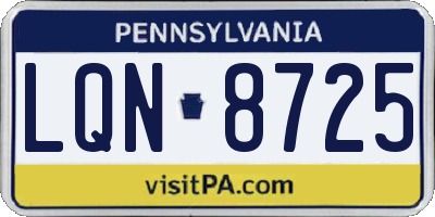 PA license plate LQN8725
