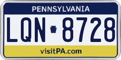 PA license plate LQN8728