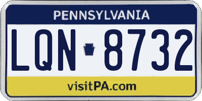 PA license plate LQN8732