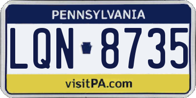 PA license plate LQN8735