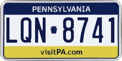 PA license plate LQN8741