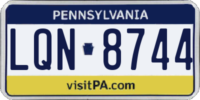 PA license plate LQN8744