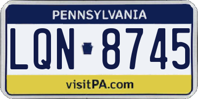PA license plate LQN8745