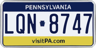 PA license plate LQN8747