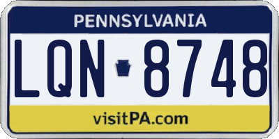 PA license plate LQN8748