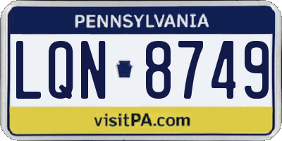 PA license plate LQN8749