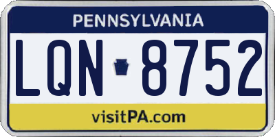 PA license plate LQN8752