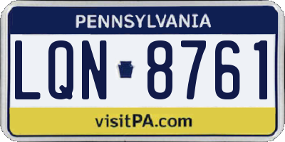 PA license plate LQN8761