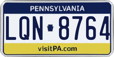 PA license plate LQN8764