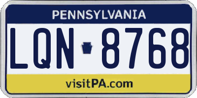 PA license plate LQN8768