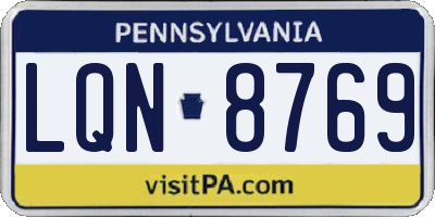 PA license plate LQN8769