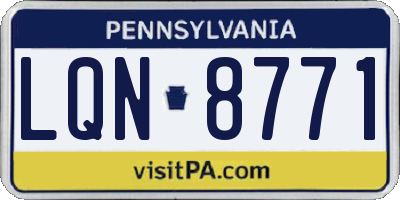 PA license plate LQN8771
