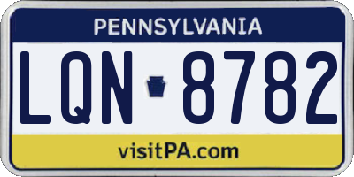 PA license plate LQN8782