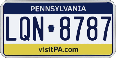PA license plate LQN8787