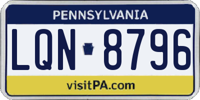 PA license plate LQN8796
