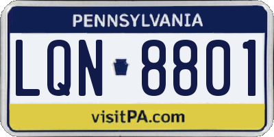 PA license plate LQN8801