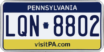 PA license plate LQN8802