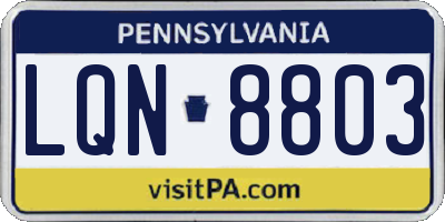 PA license plate LQN8803