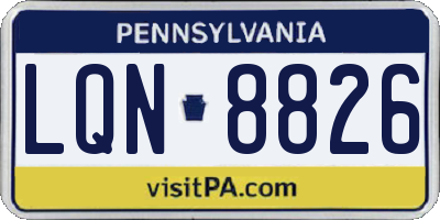 PA license plate LQN8826