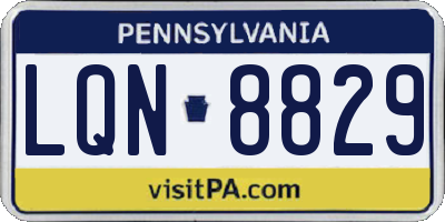PA license plate LQN8829