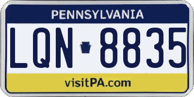 PA license plate LQN8835