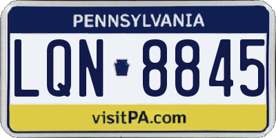 PA license plate LQN8845