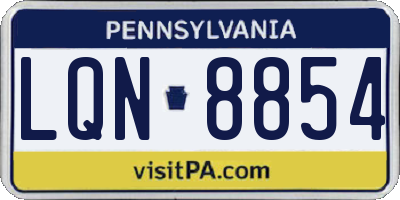 PA license plate LQN8854