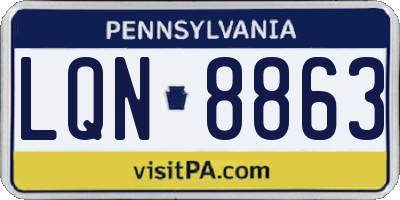 PA license plate LQN8863