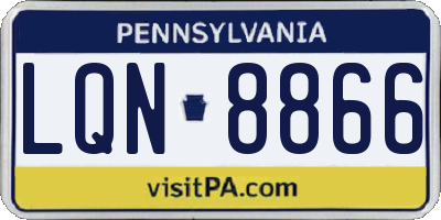 PA license plate LQN8866