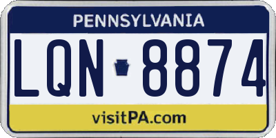 PA license plate LQN8874