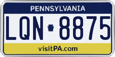 PA license plate LQN8875